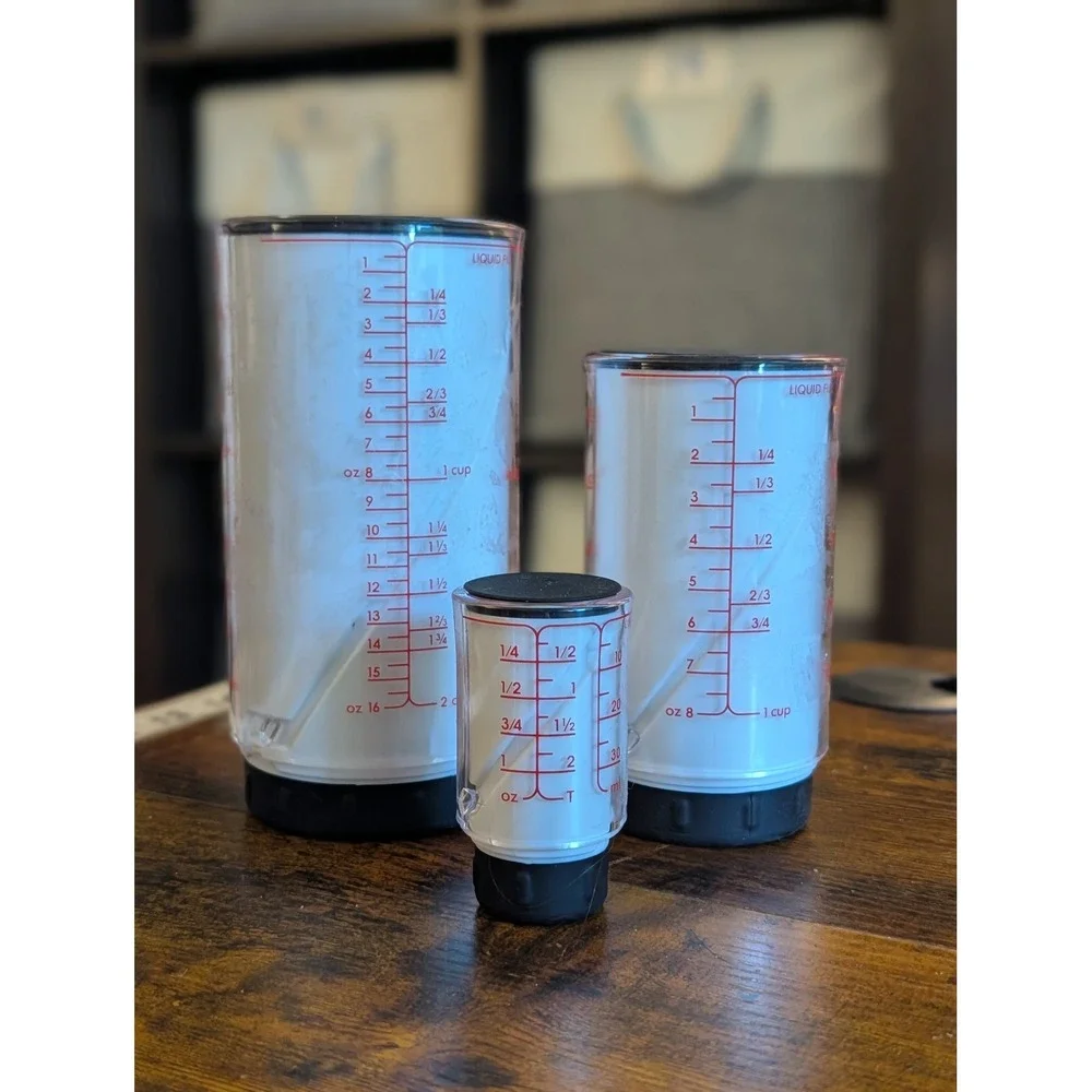 OXO Good Grips Adjustable Measuring Cup Set 3 Pc Wet Dry Kitchen Baking sticky
